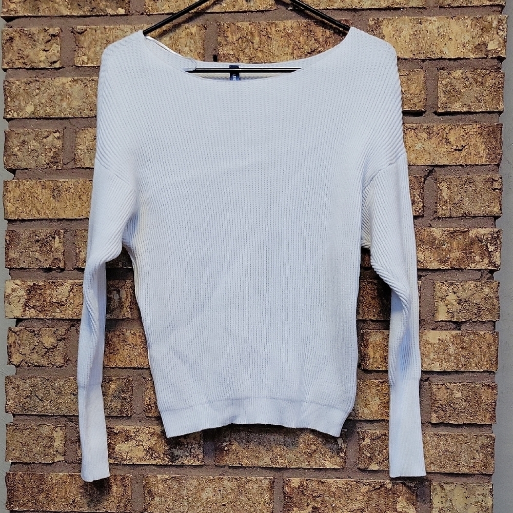 IWOLLENCE Women's White Scoop Neck Sweater Size Large